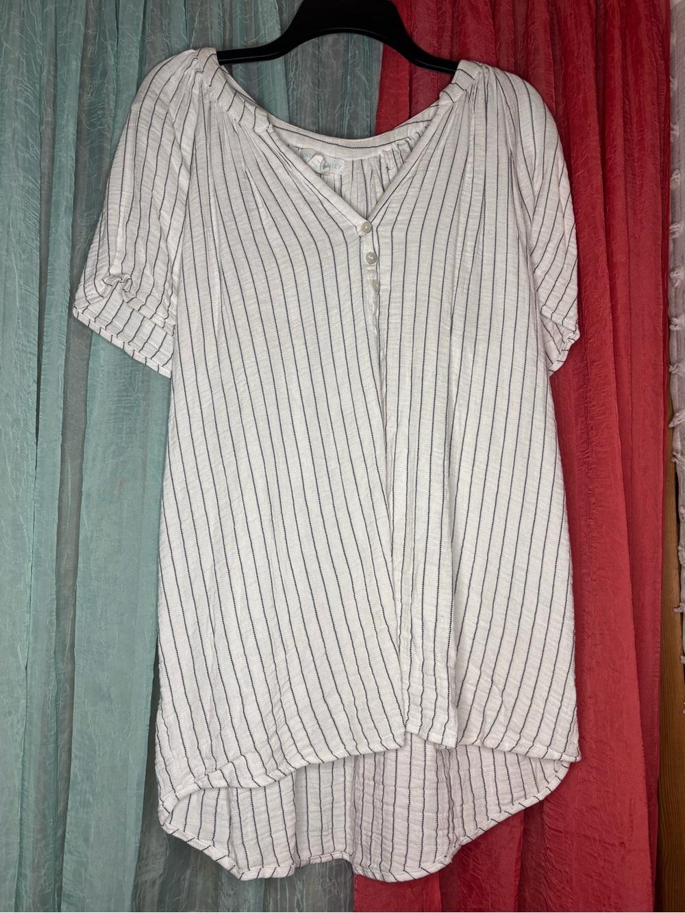 Cynthia Rowley White Top with Thin Black Stripes
